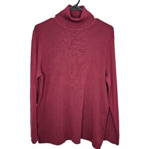 Chico's Long Sleeve Burgundy Turtle Neck Size 3